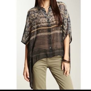 Da Nang 100% silk sheer hi low blouse NWT'S
